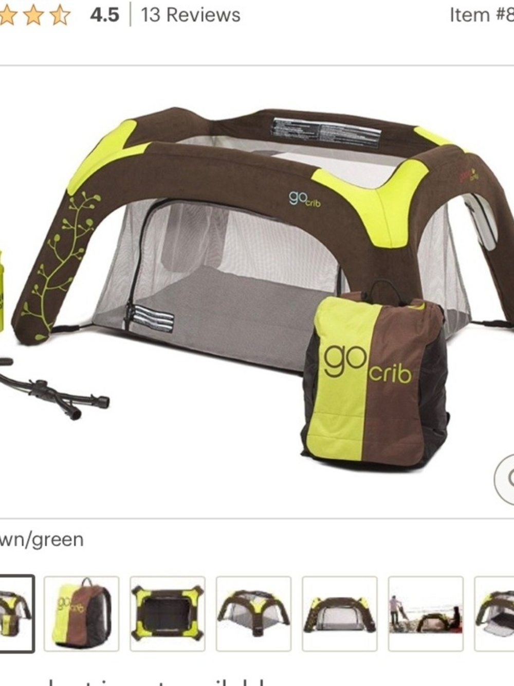 GoCrib Portable Playard in Brown & Lime Green